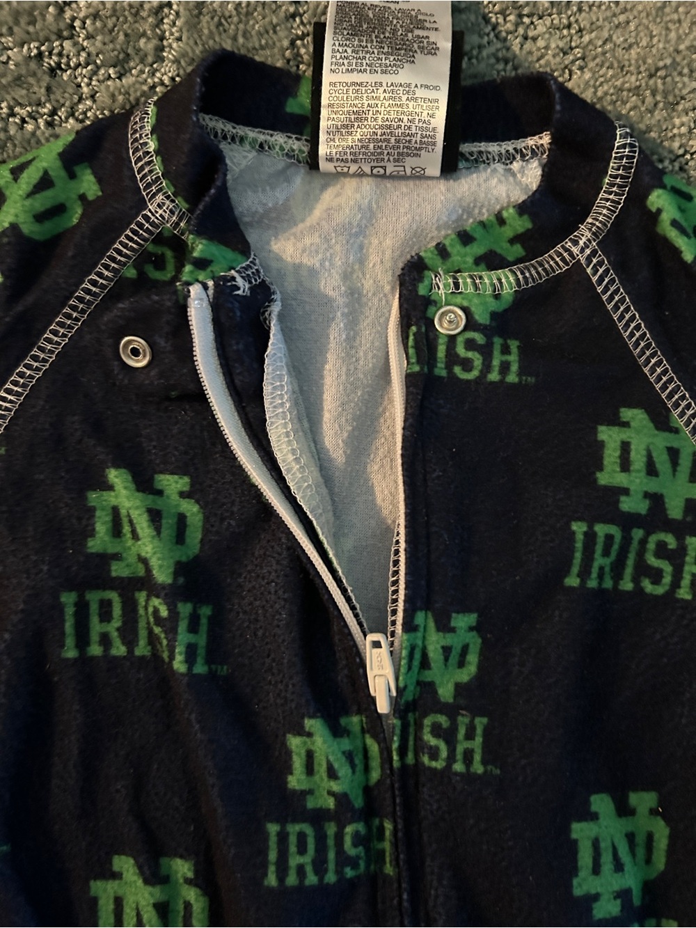 Notre Dame Baby Footie Pajamas 6-9M - Picture 4 of 5